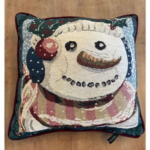 Portofino Tapestry Throw Accent Pillow Snowman Christmas‎  15"X 15”